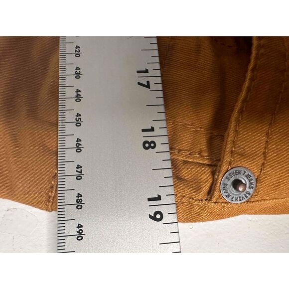 Seven 7 Gold Denim Pants Womans Size 14 Skinny Thick Threading Jeans Mid Rise - Picture 6 of 12